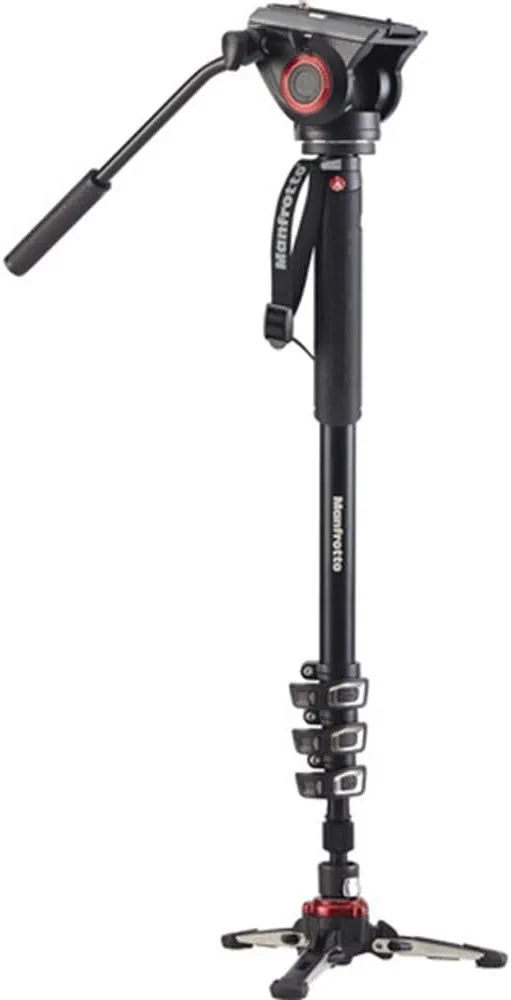 Manfrotto Video Monopod XPRO+, Monopié de Aluminio de 4 Secciones y Cabezal Fluido para Cámaras Compactas - Accesorio de Fotografía para la Creación de Contenido, Vídeos, Vlogging