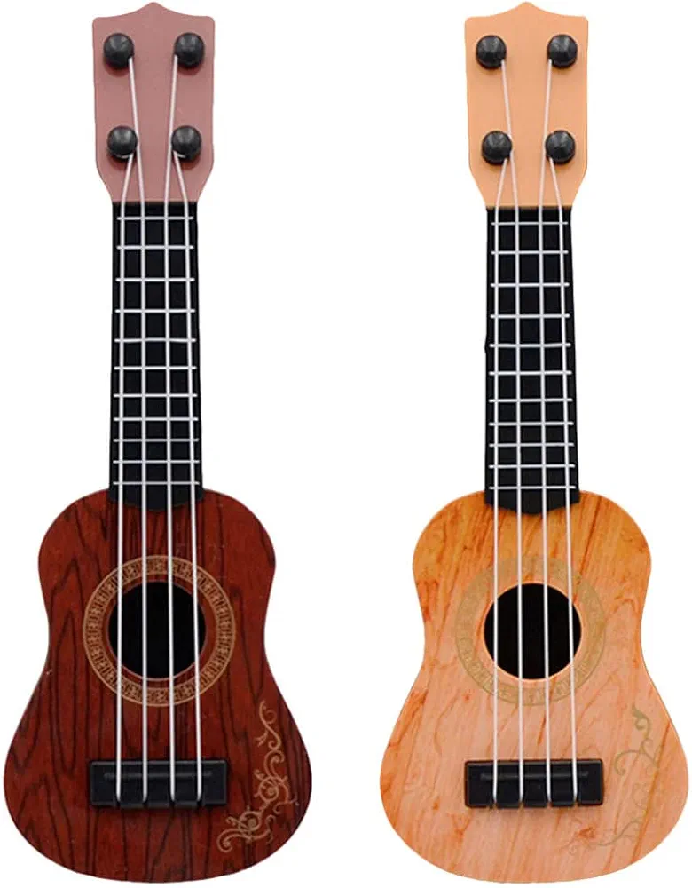 Kisangel Niños Ukelele Guitarra Juguete 2 Uds 4 Cuerdas Niño Ukelele Juguete Niños Guitarra Ukelele Instrumento Musical Educativo Juguete para Niños Pequeños Niños En Edad Preescolar