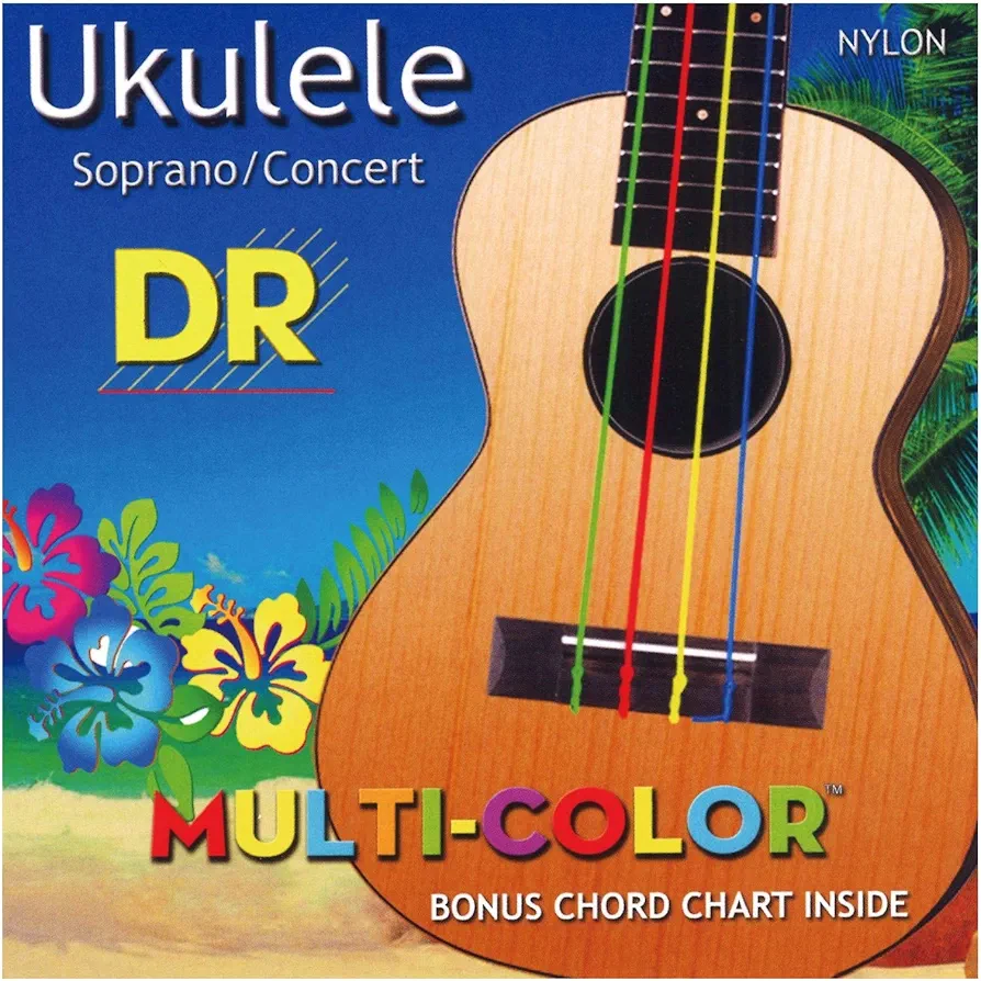 DR String UMCSC Ukelele Multicolor Soprano/Concert Juego Cuerdas Ukelele