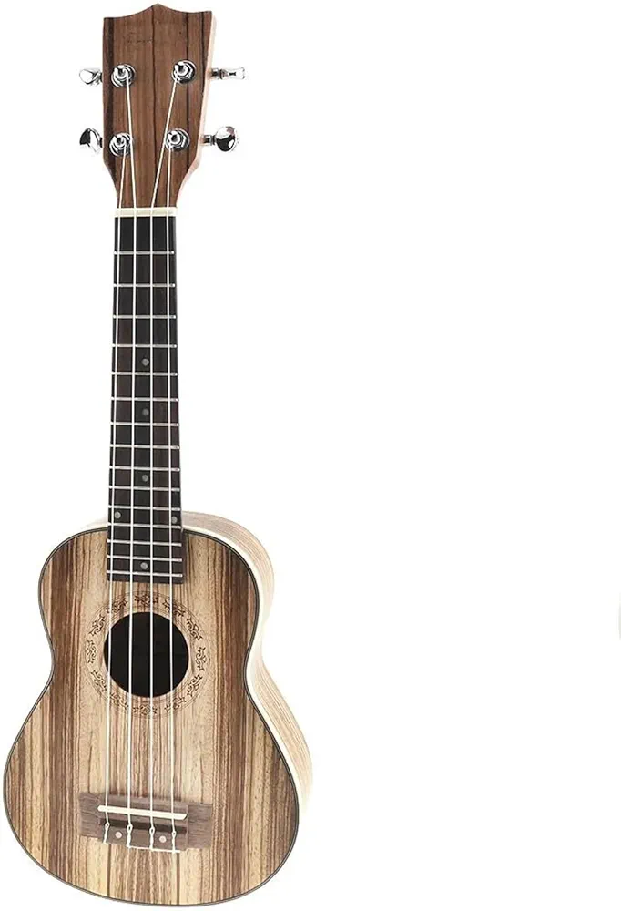 Ukelele Instrumento De Cuerda Para Ukelele De Guitarra Hawaiana De Cuatro Cuerdas Con 15 Trastes De Madera De Cebra Para Principiantes De 21 Pulgadas