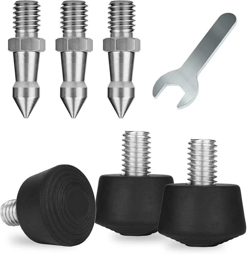 Rigych 6 Piezas 3/8"-16 Goma para Trípode,Trípode de Acero Inoxidable Picos, con Rosca Antideslizante Trípode Picos, para Monopié Trípode Pies de Goma Accesorios de Fotografía