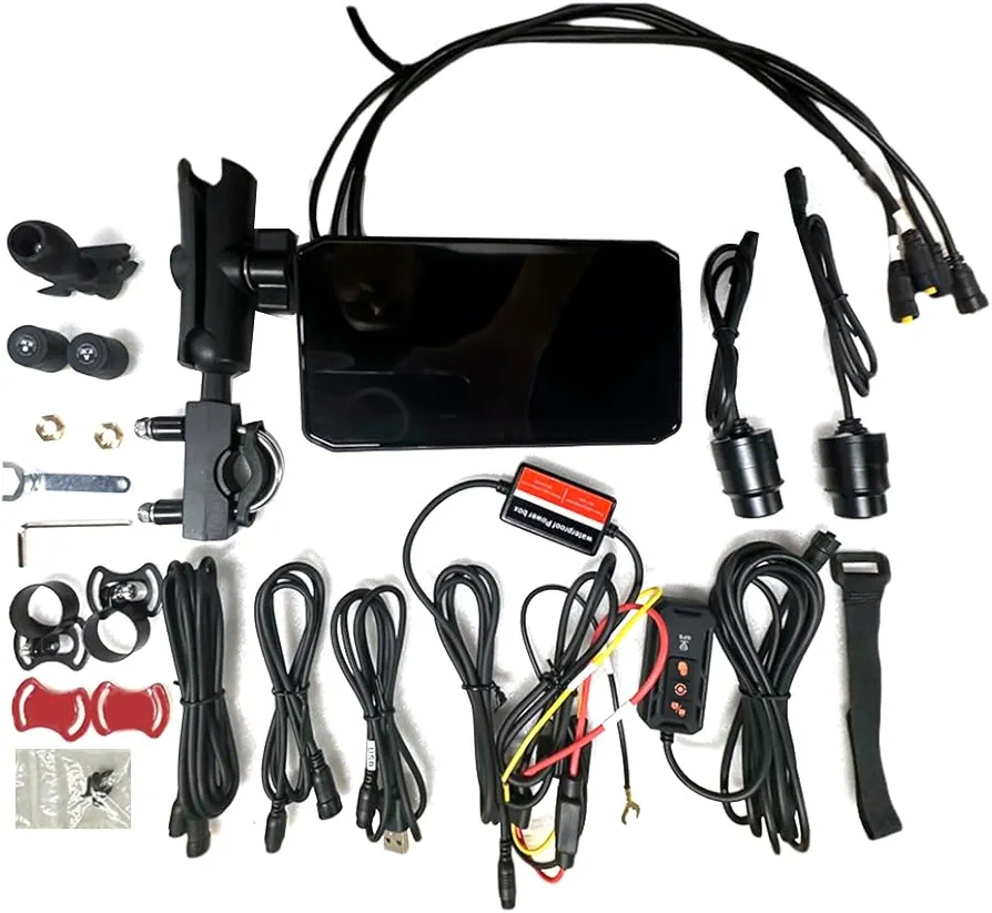 Briaatt MG610 Pantalla de 6,25 Pulgadas Navegador Portátil para Motocicleta GPS WiFi Inalámbrico CarPlay Android Auto Cámara Dual Kits de Monitor de Estacionamiento