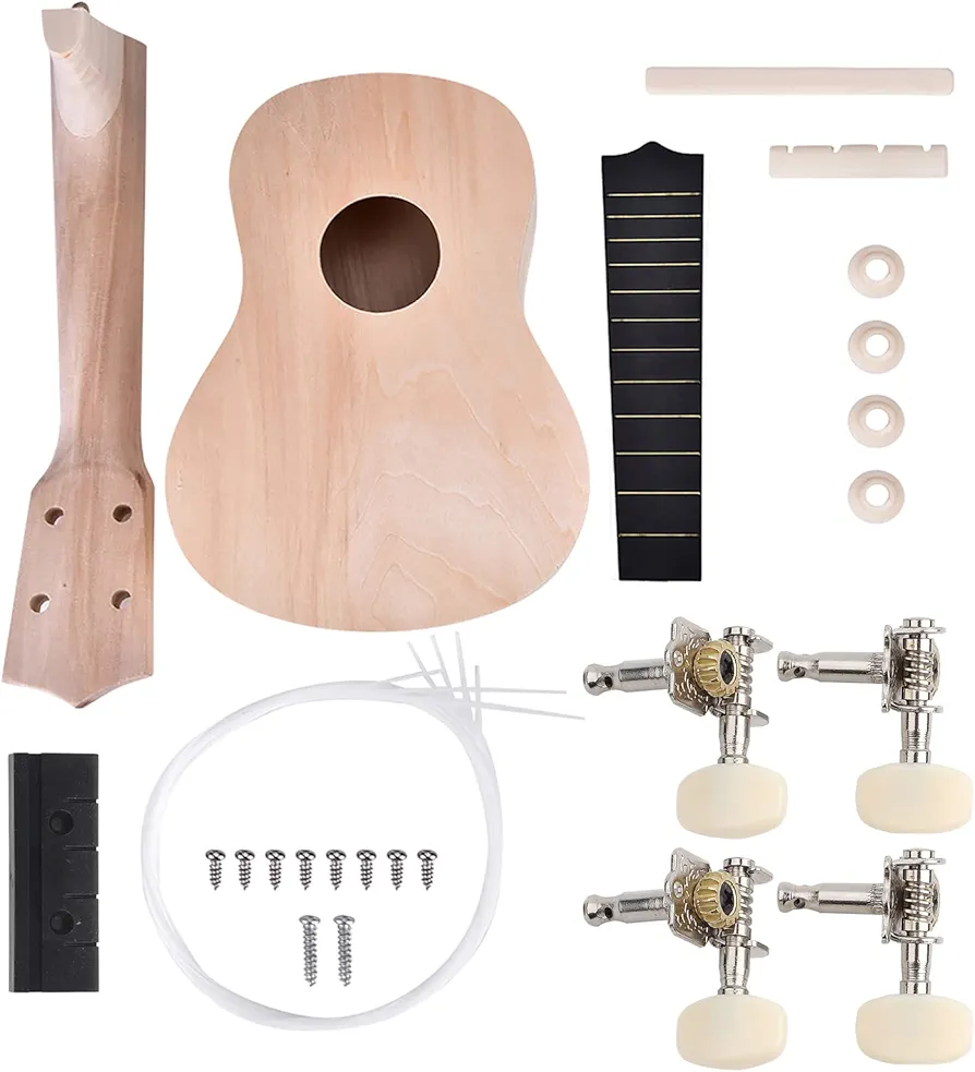 Kit de Ukelele DIY de 4 Cuerdas, Accesorio de Instrumentos Musicales de Ukelele de Tilo con Diseño de Ukelele Personalizado para Niños Principiantes