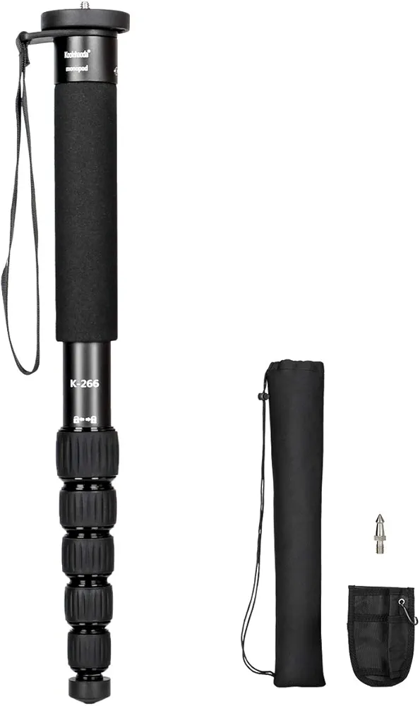 koolehaoda Cámara Monopie de 6 Secciones Compacto portátil de aleación de Aluminio Unipod Stick, MAX. Carga 10 kg / 22 Libras, el tamaño de Plegado es de Solo 38 cm (Negro)