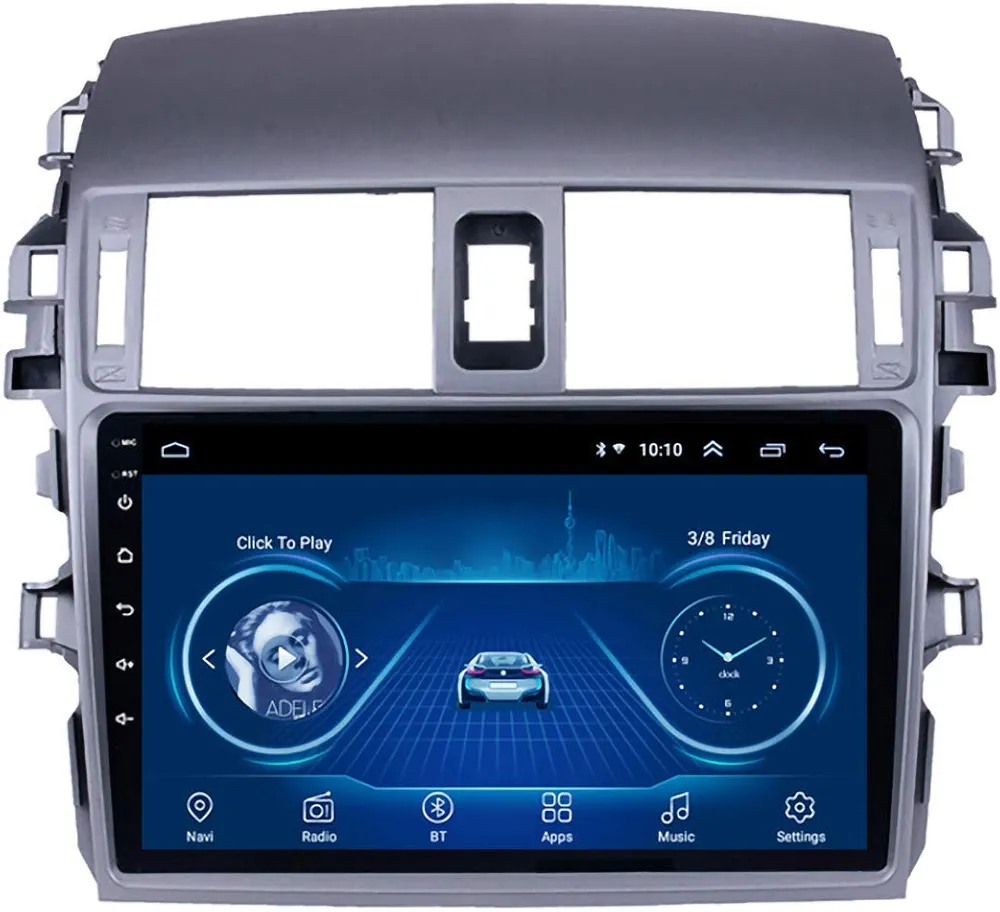 Sistema de navegación GPS, 9 pulgadas Android 8.1 Car Multimedia Player 2.5D Pantalla táctil completa para Toyota Corolla 2007-2013,Wifi 1g+16g