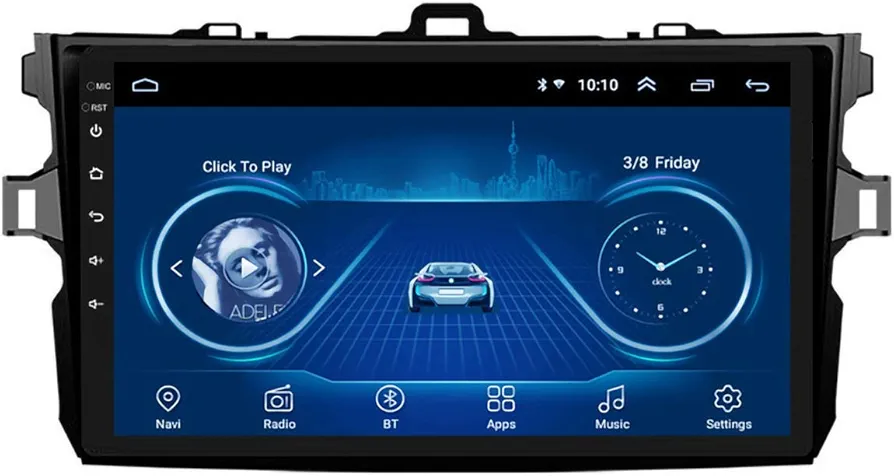 Sistema de navegación GPS, 9 pulgadas Android 8.1 Car Multimedia Player 2.5D Pantalla táctil completa para Toyota Corolla 2007-2013,Wifi 1g+16g