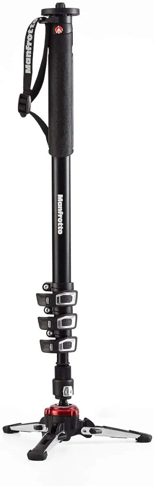 Manfrotto Video Monopod XPRO+, Monopié de Aluminio de 4 Secciones y Base Fluida para Cámaras Compactas - Accesorio de Fotografía para la Creación de Contenido, Vídeos, Vlogging