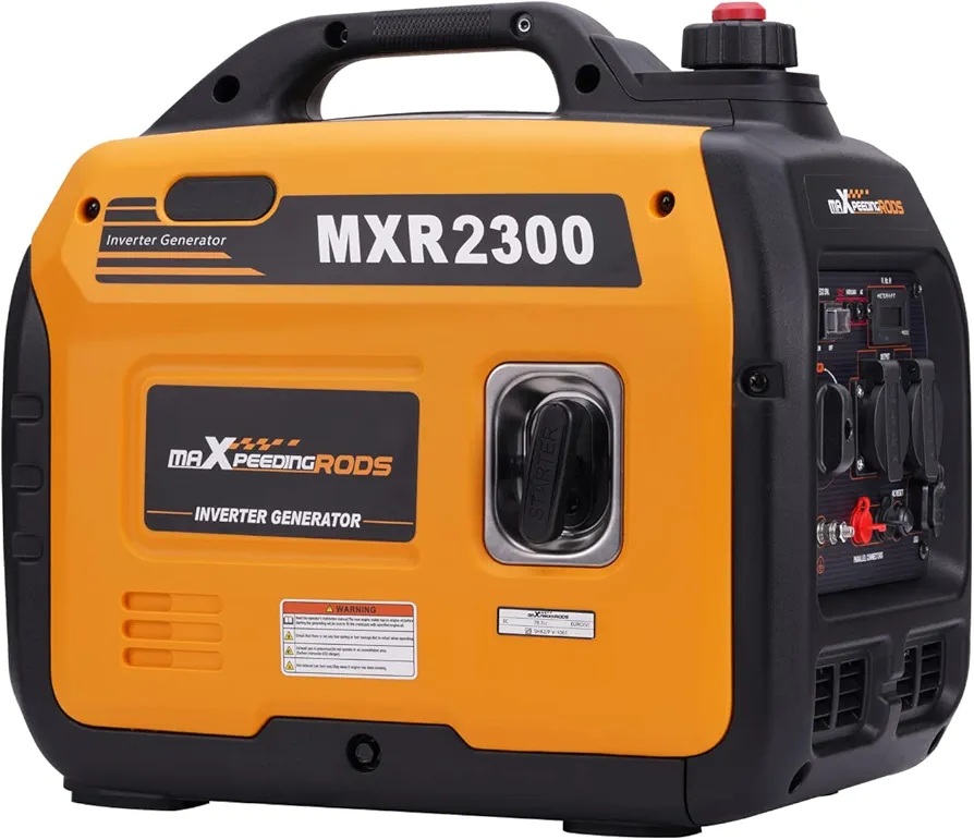 maXpeedingrods Generador Electrico Gasolina 2300W Pico Generador Inverter Silencioso Portátil de Emergencia, 230V Ligero Salidas USB/AC/DC para Camping Autocaravan Apagon