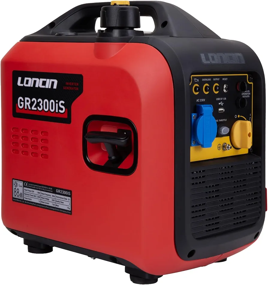 LONCIN Generadores portátiles de conversión de frecuencia 2300w con enchufe usb, Gasolina, pequeños generadores ligeros silenciosos en el sitio de remolque de autocaravanas al aire libre, 17 kg ﻿